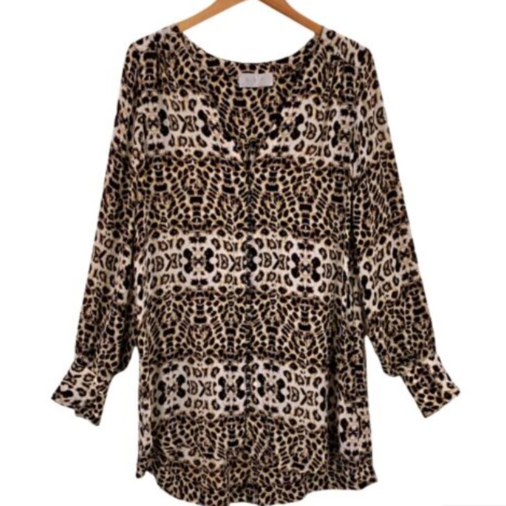 ALC Silk Leopard Print Tunic, Size Small